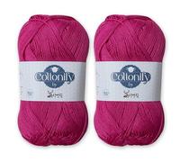 Cottonify DK Weight Pack of 2 100% Combed Cotton Mercerized Crochet and Knitting Yarn| 4 Ply DK Medium Weight | Gassed & Mercerized Ne 6/4 Soft Yarn - 186 Yd 100 Grams per ball (2, Light Hot Pink 937)