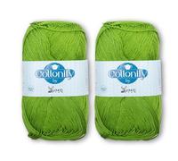 Cottonify DK Weight Pack of 2 100% Combed Cotton Mercerized Crochet and Knitting Yarn| 4Ply DK Medium Weight | Gassed & Mercerized Ne 6/4 Soft Yarn - 186 Yd 100 Grams per Ball (2, Bright Green 256)