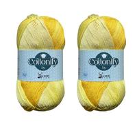 Cottonify Ne 6/4 Pack of 2 100% Combed Cotton Mercerized Crochet and Knitting Yarn| Medium Weight | Gassed & Mercerized Soft Yarn - 186 Yd 100 Grams per Ball | (2, Yellow Brown Variegated)