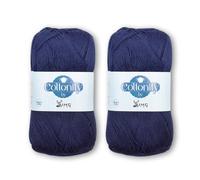 Cottonify Ne 6/4 Pack of 2 100% Combed Cotton Mercerized Crochet and Knitting Yarn| Medium Weight | Gassed & Mercerized Soft Yarn - 186 Yd 100 Grams per Ball | (2, Dark Navy Blue 150)