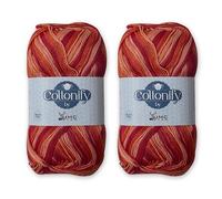 Cottonify Ne 6/4 Pack of 2 100% Combed Cotton Mercerized Crochet and Knitting Yarn| Medium Weight | Gassed & Mercerized Soft Yarn - 186 Yd 100 Grams per Ball | (2, Orange Variegated 0154)