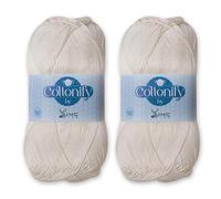 Cottonify Ne 6/4 Pack of 2 100% Combed Cotton Mercerized Crochet and Knitting Yarn| Medium Weight | Gassed & Mercerized Soft Yarn - 186 Yd 100 Grams per Ball | (2, Ecru-926)