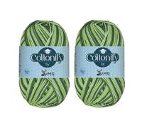 Cottonify Ne 6/4 Pack of 2 100% Combed Cotton Mercerized Crochet and Knitting Yarn| Medium Weight | Gassed & Mercerized Soft Yarn - 186 Yd 100 Grams per Ball | (2, Green Variegated 185)