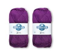 Cottonify Ne 6/4 Pack of 2 100% Combed Cotton Mercerized Crochet and Knitting Yarn| Medium Weight | Gassed & Mercerized Soft Yarn - 186 Yd 100 Grams per Ball | (2, Dark Purple 102)