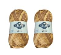 Cottonify Ne 6/4 Pack of 2 100% Combed Cotton Mercerized Crochet and Knitting Yarn| Medium Weight | Gassed & Mercerized Soft Yarn - 186 Yd 100 Grams per Ball | (2, Brown Variegated 9112)