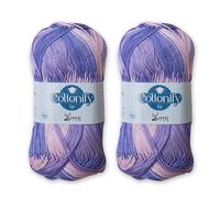Cottonify Ne 6/4 Pack of 2 100% Combed Cotton Mercerized Crochet and Knitting Yarn| Medium Weight | Gassed & Mercerized Soft Yarn - 186 Yd 100 Grams per Ball | (2, Purple Variegated 192)