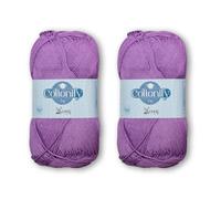 Cottonify Ne 6/4 Pack of 2 100% Combed Cotton Mercerized Crochet and Knitting Yarn| Medium Weight | Gassed & Mercerized Soft Yarn - 186 Yd 100 Grams per Ball | (2, Light Purple 98)