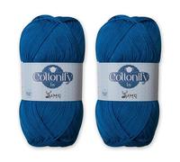 Cottonify Ne 6/4 Pack of 2 100% Combed Cotton Mercerized Crochet and Knitting Yarn| Medium Weight | Gassed & Mercerized Soft Yarn - 186 Yd 100 Grams per Ball | (2, Dark Electric Blue 410)