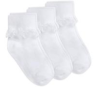 COTTONIQUE Girls Frilly Lace Ankle Socks - 3 or 6 Pair Trainer Liners White 12.5-3.5