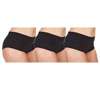 COTTONIQUE Ladies 6 Pairs Cotton Plain Full Briefs Plus Size Knickers Black 56"-58"