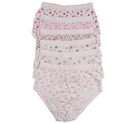 COTTONIQUE Ladies 6 Pairs of Full Cotton Briefs in Choice of Colours 36-54" Plus Sizes (44-46" (16-18), Assorted Florals)