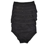 COTTONIQUE Ladies 6 Pairs of Full Cotton Briefs in Choice of Colours 36-54" Plus Sizes (48-50" (20-22), Black)