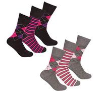 COTTONIQUE - Ladies Diabetic Socks | Non Elastic Loose Top | 6 & 12 Pair Multipack | Size 4-8 2pk Black Purple