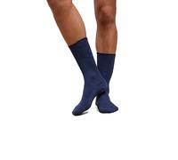 Cottonique Latex-Free Organic Cotton Crew Socks for Allergic Contact Dermatitis (2pairs/pack), Melange Blue, Large