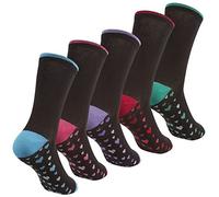 Cottonique Womens Ladies 5 Pack Cotton Rich Socks Black Heart 4-8