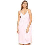 Cottonreal Ladies Cotton Nightdress Helga' 100% Cotton Lawn Strappy Nightie Nightgown XS-3XL White Pale Pink or Pale Blue (Pale Pink, L)