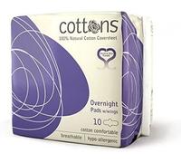 Cottons Organic Overnight Night Pads with Wings 100% Cotton 10 Units