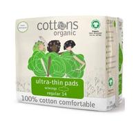 Cottons Regular Ultra Thin Pads with 100% Natural Cotton Wings 14 Count - Pack of 2 (28 Total Units)