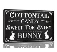Cottontail Candy Sweet For Every Bunny Tin Sign Easter Vintage Metal Signs Funny Rabbit Decor Signs Spring Egg Bouquet Chick Wall Art Decor For Home Farm Farmhouse Easter Party 8x12 Inch