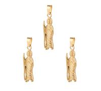 COTTVOTT 3pcs/Bulk Stainless Steel Saint Jude/Santa Muerte Charm Pendant Good Shepherd Crucifix Cross Pendant for DIY Rosary Necklace Jewelry Making Supplies, Stainless Steel, No Gemstone