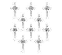 COTTVOTT Alloy Catholic Saint Benedict Crucifix Pendant Christian Jesus Cross Charms for DIY Jewelry Rosary Making Bracelet Necklace Craft Supplies, Medium, alloy, No Gemstone