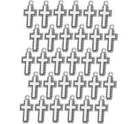 COTTVOTT Ancient Silver Christ Jesus Cross Charm Pendant, DIY Keychain Earrings Pendant Various Style Charms for Necklace Jewelry Making Supplies Parts (5-30pcs-cross charm)