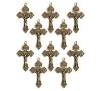 COTTVOTT Bulk Pack of 10- Pardon Crucifix Catholic Indulgence of Pope Saint Pius X, Christian Forgivence Jesus Cross Pendant for Necklace Rosary Jewelry Making Supplies