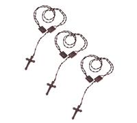COTTVOTT Catholic Scapular Necklace Catolicos Sacred Heart of Jesus with Our Lady Mt Carmel Catholic Scapular for Men Women Christian Confirmation-3 Pack Bulk, M, Leather, No Gemstone