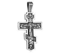 COTTVOTT Eastern Orthodox Cross Pendant Stainless Steel Retro Religious Jesus Crucifix Byzantine Cross Christian Pendant Only for Men Women, M, alloy, No Gemstone