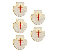 Cottvott Enamel Camino de Santiago Pilgrim Shell Lapel Pin - St James Cross Brooch, Scallop Shell Road Marker Badge, S, Metal, no gemstone