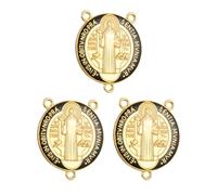 COTTVOTT Large Enamel St. Benedict of Nursia Patron Against Evil Medal Charm for DIY Jewelry Making,3-Hole Rosary Center Connection Parts, Large, alloy, No Gemstone