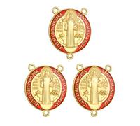 COTTVOTT Large Enamel St. Benedict of Nursia Patron Against Evil Medal Charm for DIY Jewelry Making,3-Hole Rosary Center Connection Parts