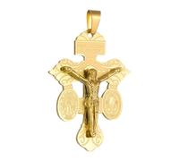 COTTVOTT Pardon Crucifix Indulgence with St. Benedict and Miraculous Medal Triple Threat Cross Pendant Necklace Making, Women Men Catholic Cross Pendant Charm, Medium, alloy, No Gemstone