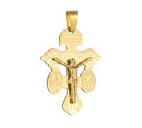 COTTVOTT Pardon Crucifix Indulgence with St. Benedict and Miraculous Medal Triple Threat Cross Pendant Necklace Making, Women Men Catholic Cross Pendant Charm, Medium, alloy, No Gemstone