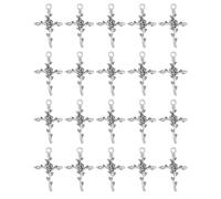 COTTVOTT Silver Tone Rose Cross Charm Bulk Small Rose Flower Charms Easter Holidy Jewelry Making Charm Rosay DIY Supplies (20pcs-rose floral cross)