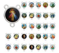 COTTVOTT St Benedict,Our Lady of Guadalupe Medal for DIY Jewelry Making,Virgin Mary Christ Jesus Rosary Center Connection Part, M, Alloy, No Gemstone