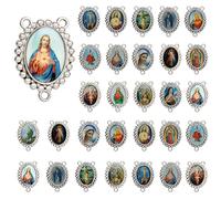 COTTVOTT St Benedict,Our Lady of Guadalupe Medal for DIY Jewelry Making,Virgin Mary Christ Jesus Rosary Center Connection Part, M, Alloy, No Gemstone