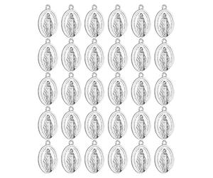 COTTVOTT St. Christopher/St. Joseph/St. Michael Archangel/St. Benedict/Our Lady Grace Guadalupe Medal Pendant for Rosary Necklace DIY Making Supplies Parts, 2.55cm x 1.6cm, Zinc, No Gemstone
