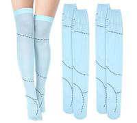 Cotwinter 2 Pairs Halloween Cosplay Costume Sally Stockings Scars Printed High Socks Halloween Nightmare Costume Dress Up