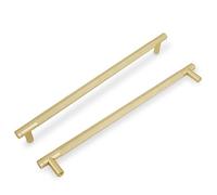 COTYKILEY 6 Pack 10 Inch(256mm) Brushed Brass Cabinet Pulls: Modern Gold Knurled Kitchen Cabinet Hardware