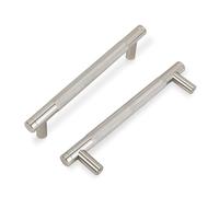 COTYKILEY Cabinet Handles, Brushed Satin Nickel, Silver-Colored, Knurled, Kitchen Cabinet Handles, 160 mm, 10 Pieces