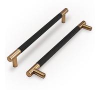 COTYKILEY Knurled Cupboard Handles, textured, Kitchen Cupboard Handles, 177 mm, Matt Black and Champagne Bronze, 10 Pack