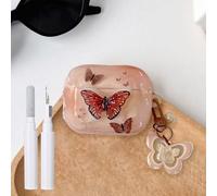 COTYPOFLIYTT Compatible with AirPods 4 Case Soft TPU with Cleaner Kit Cute Butterfly Keychain Pattern Protection Cover for Girls Women Airpods 4th Generation-Brown Pink