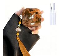 COTYPOFLIYTT Compatible with AirPods 4 Case Soft with Cleaner Kit Keychain Cute Lucky Elegant Crane Girls Women Cover for Airpods 4th Generation -Brown