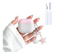 COTYPOFLIYTT Compatible with AirPods 4 Case with Cleaner Kit, Cute Star Polka Dot Aesthetics Design Starfish Keychain Girly Soft TPU Protective Cover for Airpods 4th(2024) -Light Pink