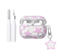 COTYPOFLIYTT Compatible with AirPods Pro 2 Clear Case with Cleaner Kit, Cute Star Aesthetic Pattern Keychain Glossy TPU Shockproof Cover for Airpods Pro/Pro 2 - Lavender Purple