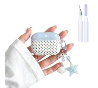 COTYPOFLIYTT Compatible with AirPods Pro 3 Case with Cleaner Kit, Cute Star Polka Dot Aesthetics Design Starfish Keychain Girly Soft TPU Protective Cover for Airpods Pro 3rd -Light Blue