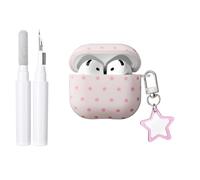 COTYPOFLIYTT for AirPods 4 Case Mini Star Aesthetic Cover -Pink Star | Cute Mini Star Aesthetic Pattern Keychain with Cleaner Kit, Glossy TPU Shockproof Case for AirPods 4th Generation