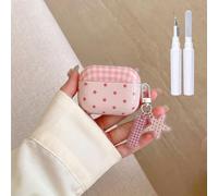 COTYPOFLIYTT for AirPods Pro 2 Case Checkered Star Cover -Pink Plaid | Cute Retro Checkered Aesthetics Design, Star Keychain Cleaner Kit Soft TPU Shockproof Cover for Airpods Pro/Pro 2