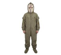 Couawaticy Halloween Costumes for Adult Full Zip Long Sleeve Ghostface Costume Fleece Jumpsuit Pyjamas Outfit Cosplay Party with Pockets Spooky Halloween Costumes Green